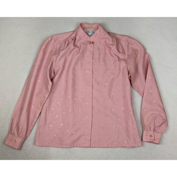 VINTAGE WOMEN'S PINK LONG SLEEVE BUTTON-UP BLOUSE E.V. LTD. - SIZE 13/14 - Picture 1 of 8
